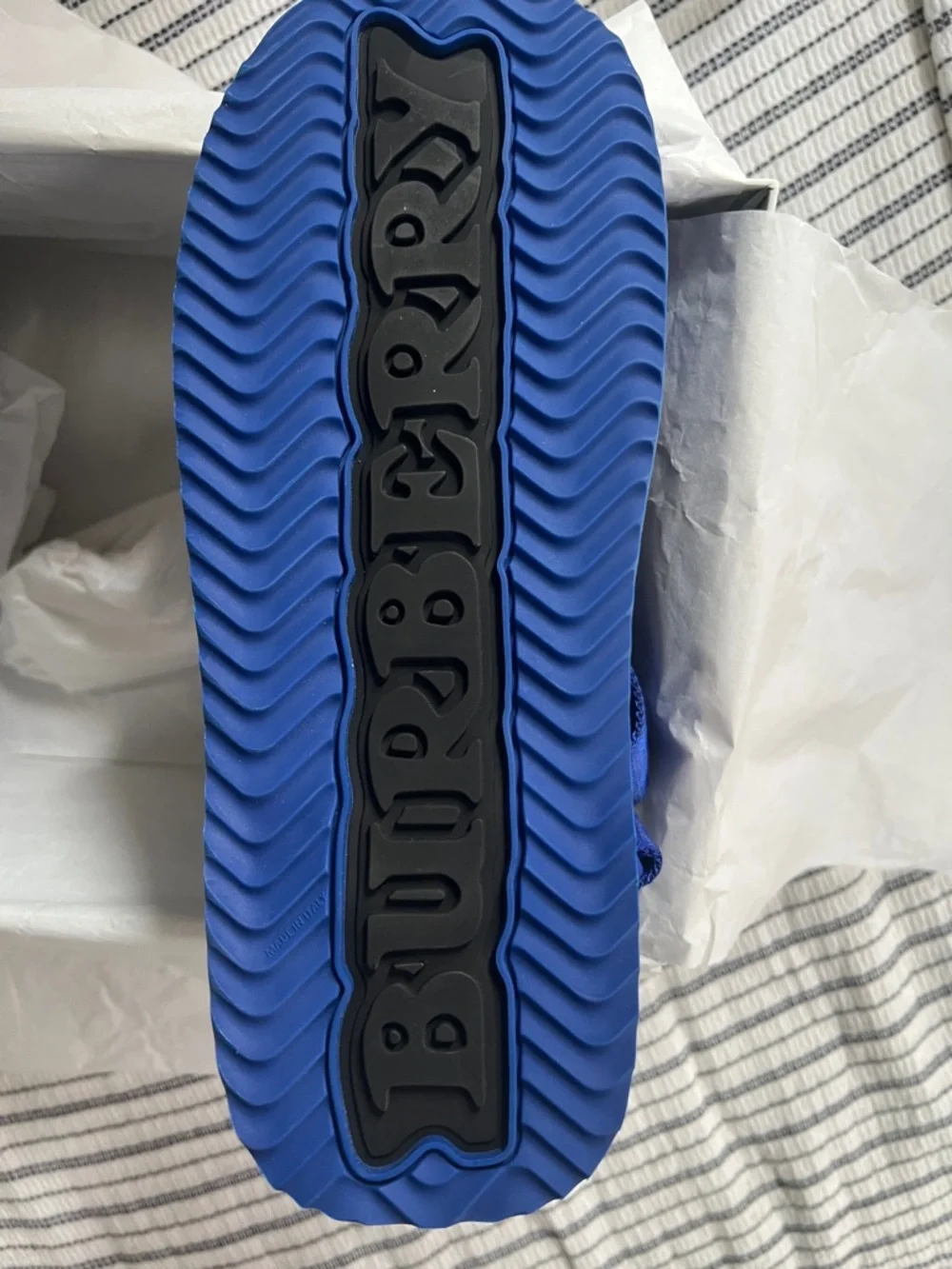 BURBERRY Trek Debossed Logo Flat Sandals, Blue - EUR 42 (US Mens 9/Womens 10.5)